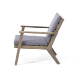 Outdoor Acacia Wood Club Chairs with Cushions (Set of 2)