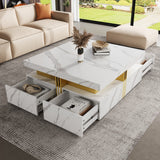 Modern Black Square Storage Coffee Table With 4 Drawers