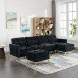 110.6" L-Shape Convertible Sectional Sofa Couch with Movable Ottoman for Living Room, Apartment, Office(Old SKU:SG000970ABB), Black