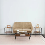 Rectangle Coffee Table, Tempered Glass Tabletop with Black Metal Legs, Modern Table for Living Room , Brown Glass