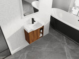24'' Wall-Mounted Bathroom Vanity with White Ceramic Sink & Soft-Close Door, KD-Packing