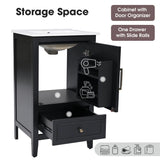 20" Bathroom Vanity with Sink, Bathroom Cabinet with A Door, Door Shelf Storage and Adiustable Foot Pads, A Drawer, Black