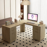 L Shaped Desk,Computer Desk with Drawers,Bookshelf,Modern Corner Desk,Home Office Desk,L-Shaped Study Table Writing Desk,Corner Gaming Computer Desk with Storage