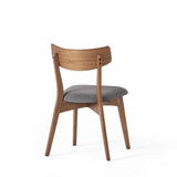 Mid-Century Walnut Finished Frame Upholstered Dining Chairs (Set of 2) (Dark Grey)