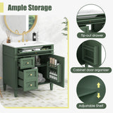 30'' Bathroom Vanity with Top Sink, Modern Bathroom Storage Cabinet with 2 Drawers and a Tip-out Drawer, Single Sink Bathroom Vanity
