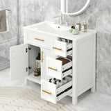36" Bathroom Vanity with Sink Top, Bathroom Vanity Cabinet with Two Doors and Three Drawers, Solid Wood , MDF Boards ,One Package, White (Old Sku:WF319757AAK)