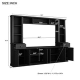 Minimalist Entertainment Wall Unit Set with Bridge for TVs Up to 75'', Ample Storage Space TV Stand with Adjustable Shelves, Modernist Large Media Console for Living Room, Black(NEW SKU: N721S000061B)