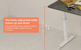 Adjustable study desk suitable for children and adults, height-adjustable, multifunctional home office desk, compact design, desktop dimensions: 60cm × 120cm, white frame, gray tabletop.