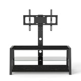 Wooden Storage TV Stand Black Tempered Glass Height Adjustable Universal Swivel Entertainment Center With Mount TV Stand,black