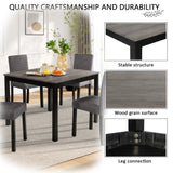 5-Piece Dining Table Set with 4 Chairs, Dining Table Set for 4 with Chairs, Wooden Dining Table Set for Kitchen, Dining Room, Light Grey & Black Two Tone