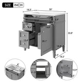 30'' Bathroom Vanity with Top Sink, Modern Bathroom Storage Cabinet with 2 Drawers and a Tip-out Drawer, Single Sink Bathroom Vanity