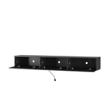 Floating TV Stand Wall Mounted with 16 Color LEDs,67" Modern TV Stand, Floating TV Cabinet Entertainment Center for 55 60 65 Inch TV,Black