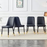 Modern dining chairs, equipped with PU artificial leather backrest cushions and black metal legs, suitable for restaurants, kitchens, and bedrooms. Set of 4 pieces (black+PU leather)C-007