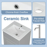 [Video] 18" Bathroom Vanity with Sink, Vanity Cabinet with Door Shelf and Adjustable Shelf, Grey