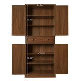 4 Door Cabinet with 1 Drawer, with 4 Adjustable Inner Shelves, Storage Cabinet