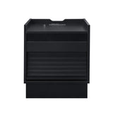 Mid Century Modern Nightstand with Charging Station and LED lights, Night Stand with 2 Drawers, Bedside Tables/End Table for Bedroom or Living Room, Black