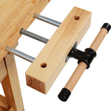 60" Professional Rubberwood Solid Wood Workbench-2 Drawers, Open Shelf, Natural Finish for Garage, Woodworking Carpenter Workshop & Home Use