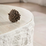 35.43''Fiberglass Round Center Coffee Table for Living Room Vintage Table,Imitation Stone Table front of the Sofa,Modern Design Coffee Table for Office,Apartment,No Need Assembly