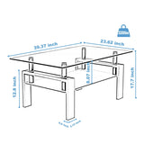 Rectangle Glass Coffee Table, Clear Coffee Table, Modern Side Center Tables for Living Room, Living Room Furniture,white
