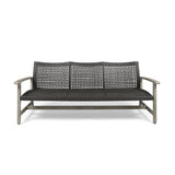 HAMPTON WOOD + WICKER 3 SEATER