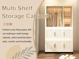 Portable Wardrobe Closet Storage Organizer for Clothes,Clothes Dresser,9 Magnetic Doors-9 Cubes & 1 Hanging Rod,6 pcs hangers , Baby Wardrobe Storage Cabinet,White