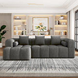 101.2"  Sectional Sofa Full-Compressed Sofa Modular Sofa Couch Free-combined Sofa with Deep Seating  and Two Side Pockets for Living Room, Grey