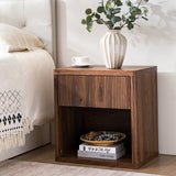 Night Stand Nightstand with Drawer Storage Fluted Bed Side Table End Table Large Modern Wide Bedside Stand Mid Century Night Stands for Bedroom Living Room Sofa Couch Home Office, Grey Alder