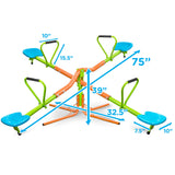 XSS004 outdoor playground four seats seesaw for kids 360 degree rotating sturdy plastic seat seesaw for kids seesaw blue and green for kids age 3+