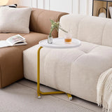 2-pieces White C-shaped Side Table, C Shaped End Table, Side Table for Couch and Bed, Small Side Table for Small Spaces