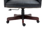 Executive Office Chair Comfortable Desk Chair - Ergonomic Design - Thick Padded Seat and Backrest - PU Leather Desk Chair with Smooth Glide Caster Wheels, 1 Pack Black