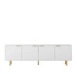 White Modern TV Stand Fluted 68" t, Entertainment Center with Storage Doors, TV Console Media Cabinet,  for 55+ Inch TV, Living Room
