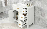 36" Bathroom Vanity with Sink Top, Bathroom Vanity Cabinet with Two Doors and Three Drawers, Solid Wood , MDF Boards ,One Package, White (Old Sku:WF319757AAK)