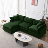 105" Modular Sectional Couch,Upholstered Soft Chenille Fabric Sofa,3 Seater with Ottoman L Shape Sofa Beige