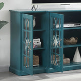 63" TV Stand,  Sideboard Buffet ,Storage Cabinet, Teal Blue