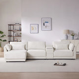 [VIDEO]124'' L-Shaped Sectional Sofa with Multi-Functional Storage Console, Wired&Wireless Charger, Movable Ottoman, Wider&Thicker Cushion, Free Combination for Living Room&Apartment, Chenille