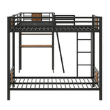 L-Shaped Twin over Twin Bunk Bed with Twin Size Loft Bed with Desk and Shelf ,Brown