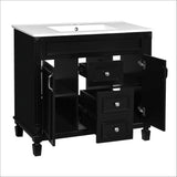 36'' Bathroom Vanity with Top Sink, Modern Bathroom Storage Cabinet with 2 Soft Closing Doors, Single Sink Bathroom Vanity