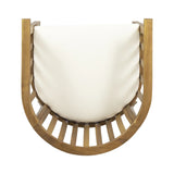 Outdoor Wooden Dining Chairs With Cushions, Set of 2, Cream, Teak Finish