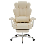 Office Chair, Big and Tall Executive Office Chair with Footrest, Leather Computer Chair, Ergonomic Reclining Chair High Back, Large Home Office Chair (Black)