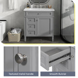 30'' Bathroom Vanity with Top Sink, Modern Bathroom Storage Cabinet with 2 Drawers and a Tip-out Drawer, Single Sink Bathroom Vanity