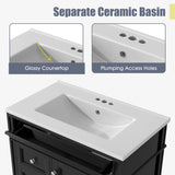 30'' Bathroom Vanity with Top Sink, Modern Bathroom Storage Cabinet with 2 Drawers and a Tip-out Drawer, Single Sink Bathroom Vanity