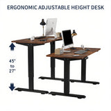 55"×24" Rustic Brown Electric Standing Desk Height Adjustable Desk for Home and Office Computer Table Gaming Desk Modern Lift-up Desk