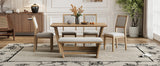 TREXM 6-Piece Retro Dining Table Set for 6, 60" Wood Kitchen Table and Chairs Set of 4 with Bench Designed Trestle Base for kitchen & Dining Room (Natural Wood Wash)