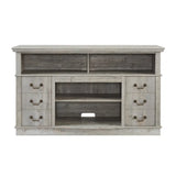 Traditional TV Media Stand Farmhouse Rustic Entertainment Console for TV Up to 65" with Open and Closed Storage Space, Light Gray, 60"W*15.75"D*34.25"H