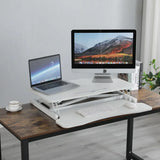 32 Inch Desk Converter, Height Adjustable Sit to Stand Riser, Dual Monitor and Laptop Workstation with Wide Keyboard Tray, Standing Computer Desk, WHITE
