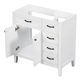 36" Bathroom Vanity without Sink, Cabinet Base Only, Bathroom Cabinet with Drawers, Solid Frame and MDF Board, White