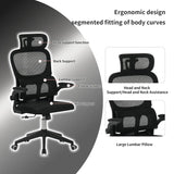 High Back Ergonomic Office Chair, Big and Tall Mesh Desk Chair with Wheels, Tilt Function, 3D Headrest, Lumbar Support, Swivel Rolling Computer Chair for Task, Home Office, Black