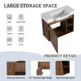 28'' Wall-Mounted Bathroom Vanity with White Ceramic Sink & Soft-Close Door, KD-Packing
