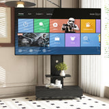 TV stand with push-pull drawer for Living Room, Bedroom,Offices,Mobile TV Cart for 32-75 inches,Floor Stand with Mount on Lockable Wheels,Black