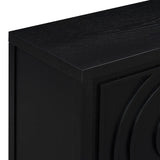 TREXM Retro Sideboard door with Circular Groove Design Round Metal Door Handle for Entrance, Dinning Room, Living Room (Black)